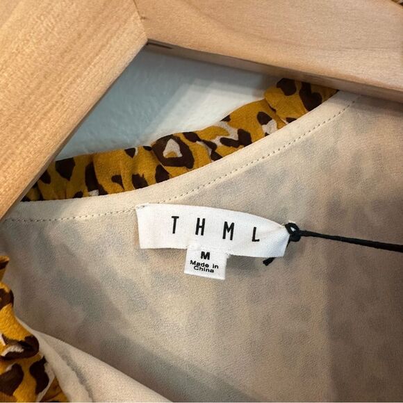 THML Mustard Leopard Print dress - Picture 2 of 3